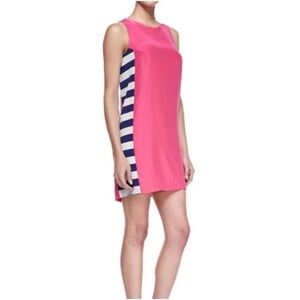 Amanda Uprichard Pink and Navy Striped Mini Dress